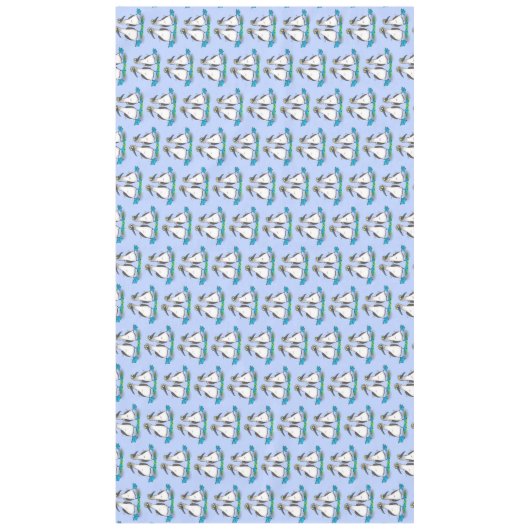 Grappig, gelukkig blauw gefundeerde cartoon die op tafelkleed (Voorkant)