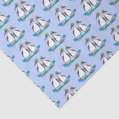 Grappig, gelukkig blauw gefundeerde cartoon die op tissuepapier (Detail)