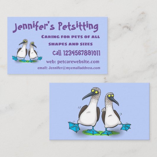 Grappig, gelukkig blauw gefundeerde cartoon die op visitekaartje (Voorkant / Achterkant)