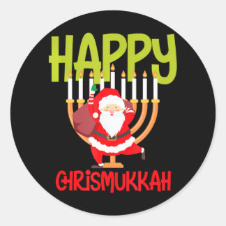 Grappig Gelukkig Chrismukkah Getty Joodse Chanoeka Ronde Sticker