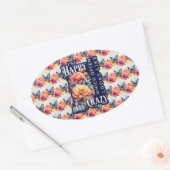 Grappig gelukkig citaat overal druk ovale sticker (Envelop)