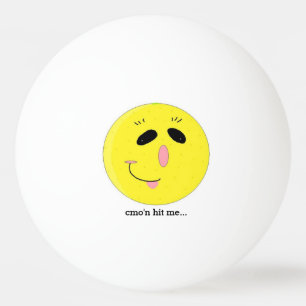 Grappig Gelukkig Gezicht met Spreuk Pingpongbal