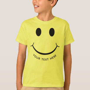 Grappig gelukkig gezicht voeg je eigen tekstlicht t-shirt