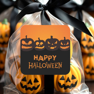 Grappig gelukkig Halloween gesneden pompoen kwarte Vierkante Sticker