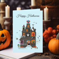 Grappig Gelukkig Halloween Spokenhuis Mensen