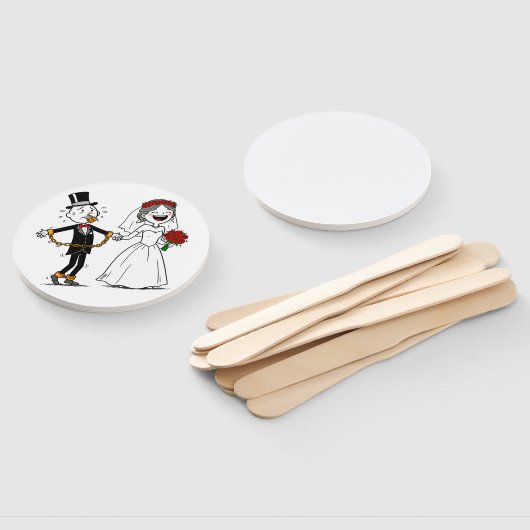 Grappig gelukkig huwelijk handwaaier (Niet-gemonteerd)