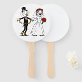 Grappig gelukkig huwelijk handwaaier (Voorkant en achterkant)