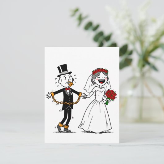 Grappig gelukkig huwelijk kaart (Staand voorkant)