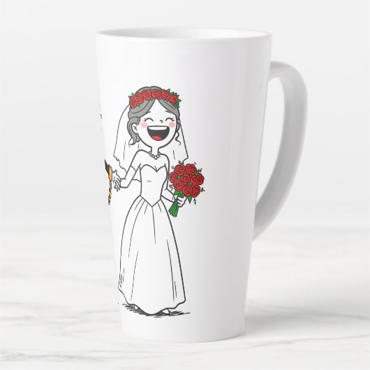 Grappig gelukkig huwelijk latte mok (Rechterhoek)