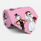 Grappig gelukkig huwelijk stropdas (Opgerold)