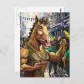 Grappig gelukkig Mardi Gras paard Briefkaart (Voorkant / Achterkant)