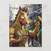 Grappig gelukkig Mardi Gras paard Briefkaart (Voorkant)