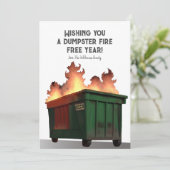 Grappig Gelukkig Nieuwjaar Afvoercontainer Brand Feestdagenkaart (Staand voorkant)