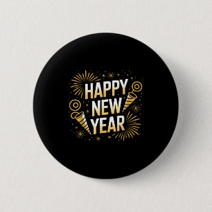Grappig Gelukkig Nieuwjaar Koppel Matching Ronde Button 5,7 Cm