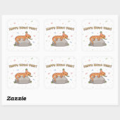 Grappig Gelukkig Nieuwjaar, Nieuwjaar Pun Doodle Vierkante Sticker (Vel)