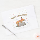 Grappig Gelukkig Nieuwjaar, Nieuwjaar Pun Doodle Vierkante Sticker (Envelop)