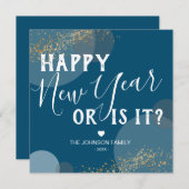 Grappig gelukkig nieuwjaar of is het feestdagenkaart (Voorkant / Achterkant)