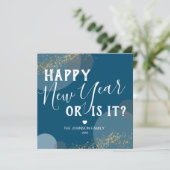 Grappig gelukkig nieuwjaar of is het feestdagenkaart (Staand voorkant)