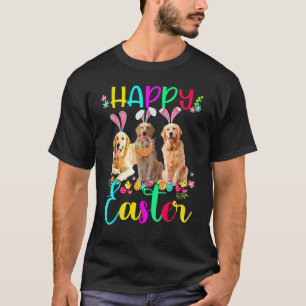 Grappig Gelukkig Pasen Drie Gouden Retriever Draag T-shirt