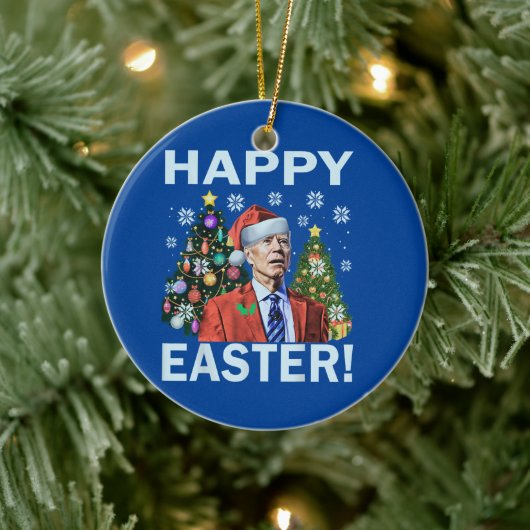 Grappig Gelukkig Pasen Joe Biden Kerstmis Keramisch Ornament (Boom)