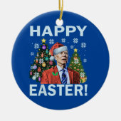 Grappig Gelukkig Pasen Joe Biden Kerstmis Keramisch Ornament (Voorkant)