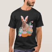 Grappig gelukkig Pasen sphynx kat konijneneieren m T-shirt (Voorkant)