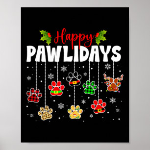 Grappig Gelukkig Pawlidays Kerstmis Hond Poot Xmas Poster