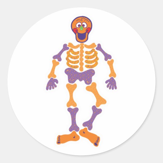 grappig gelukkig skelet ronde sticker (Voorkant)