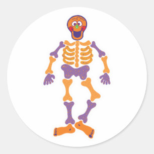 grappig gelukkig skelet ronde sticker