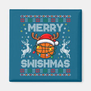 Grappig Gelukkig Swishmas Basketbal Kerst Rendier Magneet