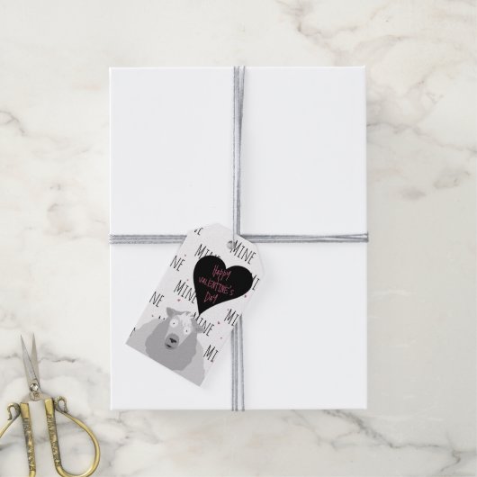 Grappig Gelukkig Valentijnsdag "Mine Pattern" Scha Cadeaulabel (Met Touw)