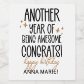 Grappig, gelukkige verjaardag wordt ouder wijn etiket (Enkel label)