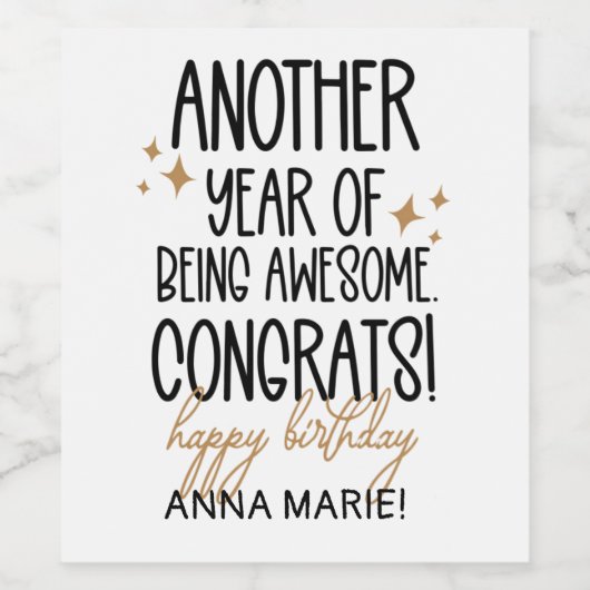 Grappig, gelukkige verjaardag wordt ouder wijn etiket (Enkel label)