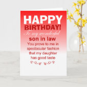 Grappig Gelukkige verjaardag zoon in de wet Kaart (Gele Bloem)