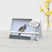 Grappig Gelukkige Verjaardagskaart - Blue jay verj Kaart (Gele Bloem)