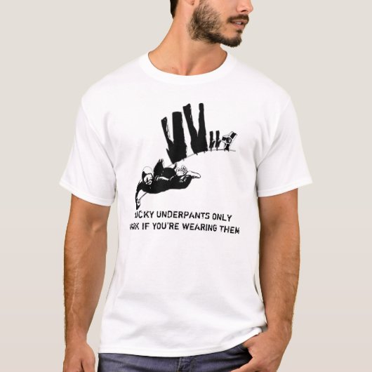 Grappig geluksonderbroek skydiving t-shirt (Voorkant)