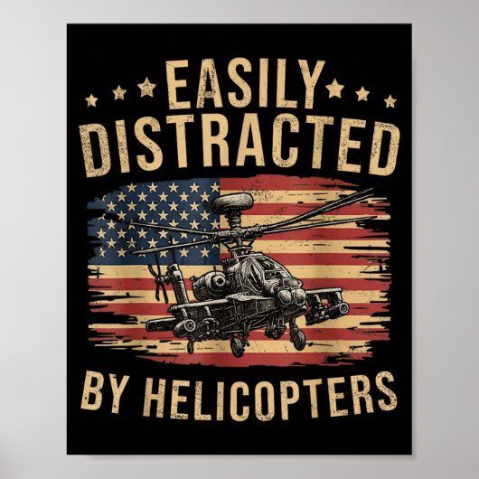 Grappig gemakkelijk afgeleid door Apache-helikopte Poster (Voorkant)
