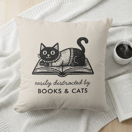Grappig Gemakkelijk Afgeleid door Boeken en Katten Kussen