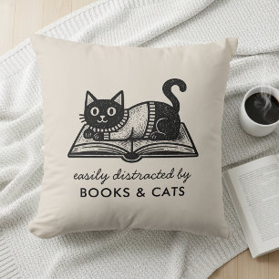 Grappig Gemakkelijk Afgeleid door Boeken en Katten Kussen