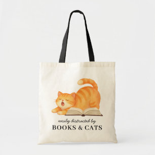 Grappig Gemakkelijk Afgeleid door Boeken & Katten Tote Bag