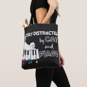 Grappig Gemakkelijk Afgeleid door Kat en Piano Muz Tote Bag (Dichtbij)