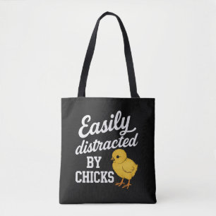 Grappig "Gemakkelijk Afgeleid Door Kippen" Sarcast Tote Bag