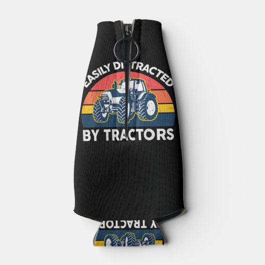 Grappig gemakkelijk afgeleid door tractoren-Shirt Flesjeskoeler (Achterkant)