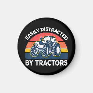 Grappig gemakkelijk afgeleid door tractoren-Shirt  Magneet