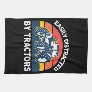 Grappig gemakkelijk afgeleid door tractoren-Shirt  Theedoek