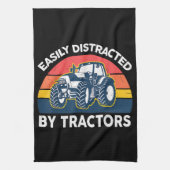 Grappig gemakkelijk afgeleid door tractoren-Shirt  Theedoek (Verticaal)