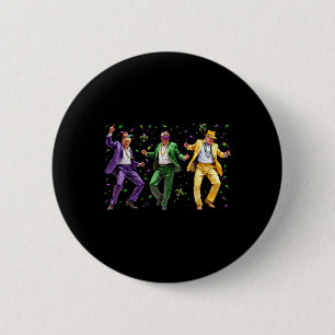 Grappig Gemaskerde Trump Dans Mardi Gras New Orlea Ronde Button 5,7 Cm