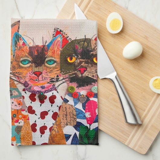 Grappig Gemengde Media Cat 1/2 Vouw Keuken Handdoe Theedoek (Quarter Fold)