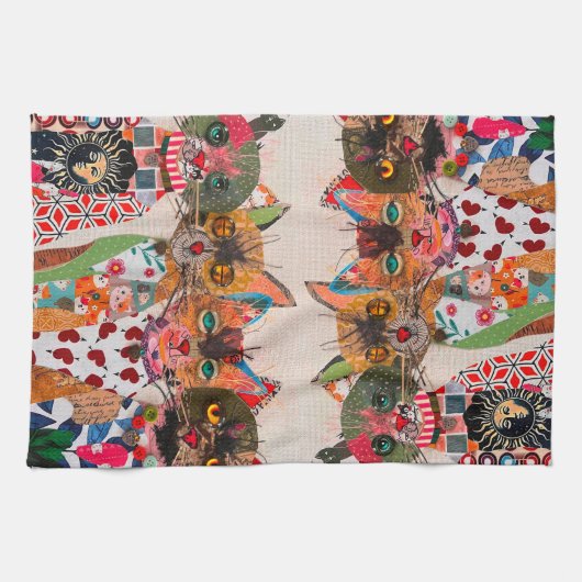 Grappig Gemengde Media Cat 1/2 Vouw Keuken Handdoe Theedoek (Horizontaal)