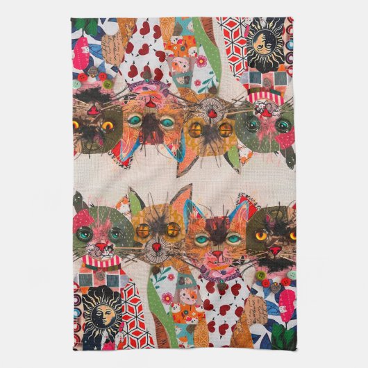 Grappig Gemengde Media Cat 1/2 Vouw Keuken Handdoe Theedoek (Verticaal)